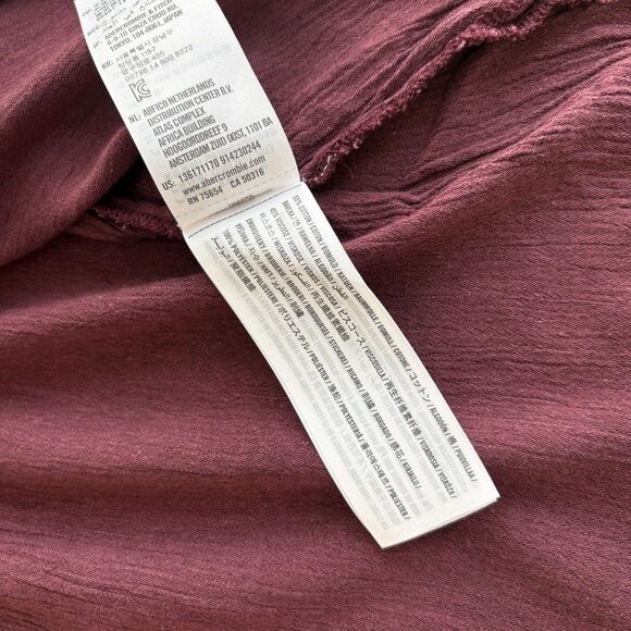 Abercrombie & Fitch Long Sleeve Embroidered Boho Peasant Top Sz M Fall Burgundy - Picture 5 of 7